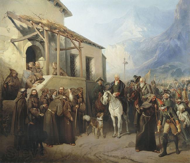 Creator:Adolf Charlemagne. Field Marshal Alexander Suvorov at the top of the St. Gotthard September 13 Norge oil painting art